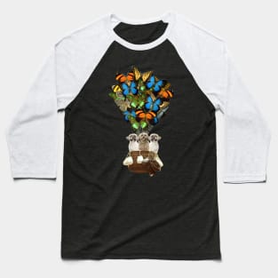 Shih Tzu Dog Butterfly Hot Air Balloon Baseball T-Shirt